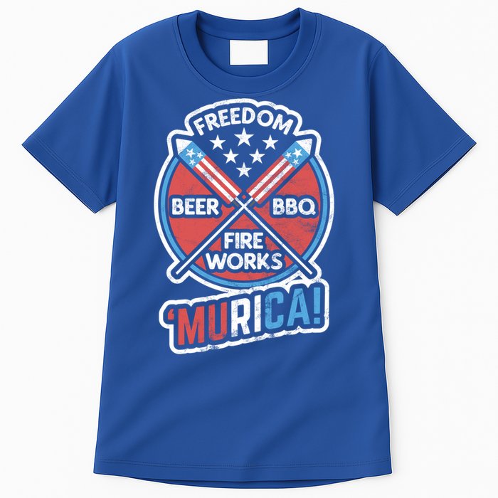 Murica Usa Patriotic 4th Of July Fireworks Bbq Beer Freedom Gift Tall T-Shirt