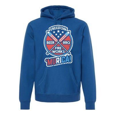 Murica Usa Patriotic 4th Of July Fireworks Bbq Beer Freedom Gift Premium Hoodie