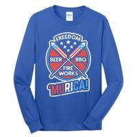 Murica Usa Patriotic 4th Of July Fireworks Bbq Beer Freedom Gift Tall Long Sleeve T-Shirt