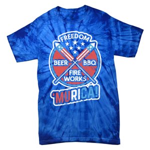 Murica Usa Patriotic 4th Of July Fireworks Bbq Beer Freedom Gift Tie-Dye T-Shirt