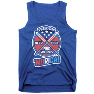 Murica Usa Patriotic 4th Of July Fireworks Bbq Beer Freedom Gift Tank Top