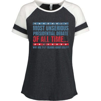 Most Unserious Presidential Debate Of All Time Enza Ladies Jersey Colorblock Tee