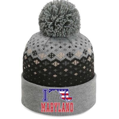 Maryland Usa Patriotic Usa Flag I Love Maryland Gift The Baniff Cuffed Pom Beanie