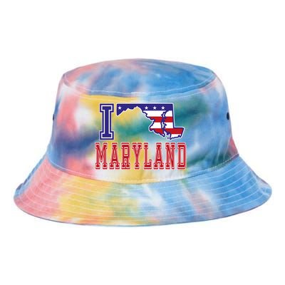 Maryland Usa Patriotic Usa Flag I Love Maryland Gift Tie Dye Newport Bucket Hat