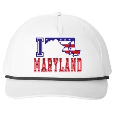 Maryland Usa Patriotic Usa Flag I Love Maryland Gift Snapback Five-Panel Rope Hat