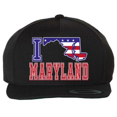 Maryland Usa Patriotic Usa Flag I Love Maryland Gift Wool Snapback Cap