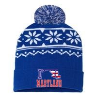 Maryland Usa Patriotic Usa Flag I Love Maryland Gift USA-Made Snowflake Beanie