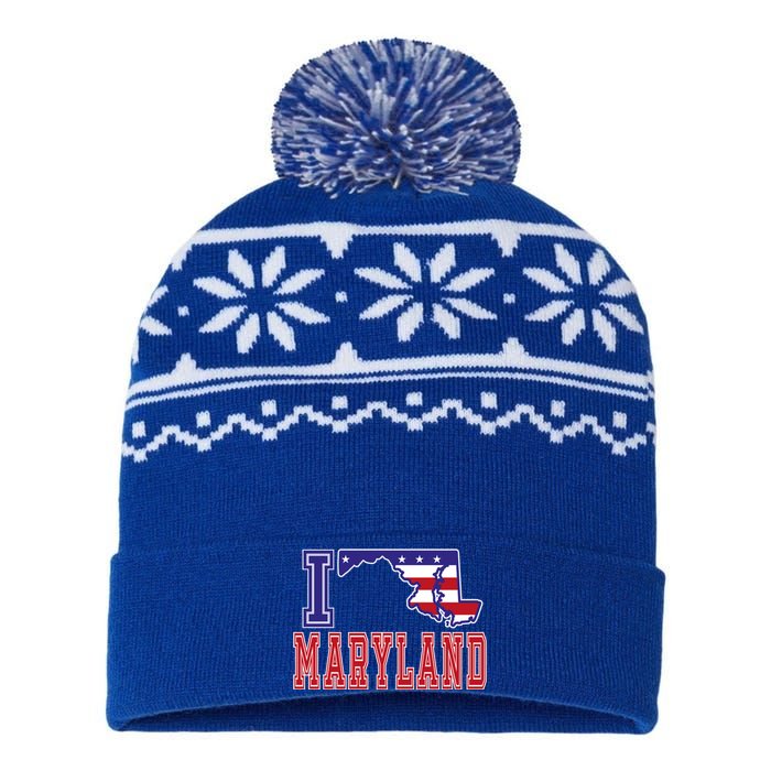 Maryland Usa Patriotic Usa Flag I Love Maryland Gift USA-Made Snowflake Beanie