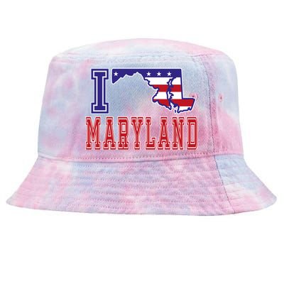 Maryland Usa Patriotic Usa Flag I Love Maryland Gift Tie-Dyed Bucket Hat