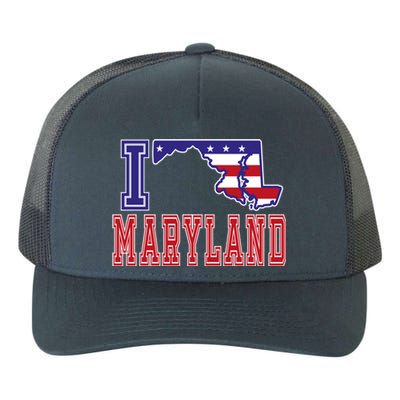 Maryland Usa Patriotic Usa Flag I Love Maryland Gift Yupoong Adult 5-Panel Trucker Hat