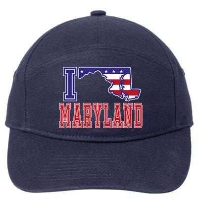 Maryland Usa Patriotic Usa Flag I Love Maryland Gift 7-Panel Snapback Hat