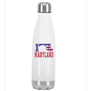 Maryland Usa Patriotic Usa Flag I Love Maryland Gift Stainless Steel Insulated Water Bottle