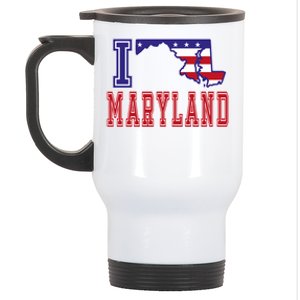 Maryland Usa Patriotic Usa Flag I Love Maryland Gift Stainless Steel Travel Mug