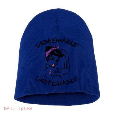 Ms Unbreakable Ribbon Lupus Awareness Gift Motivation Gift Short Acrylic Beanie