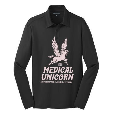 Medical Unicorn Rare Disease Rare Disease Awareness Silk Touch Performance Long Sleeve Polo