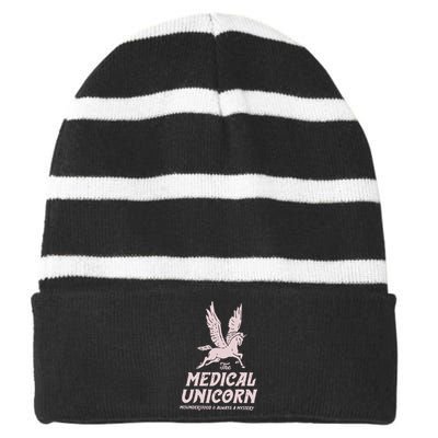 Medical Unicorn Rare Disease Rare Disease Awareness Striped Beanie with Solid Band