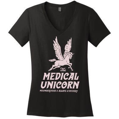 Medical Unicorn Rare Disease Rare Disease Awareness Women's V-Neck T-Shirt