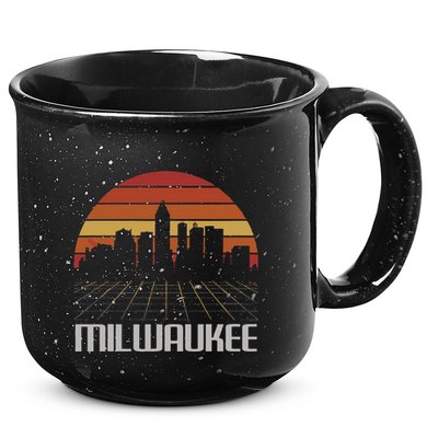 Milwaukee Usa Retro Vintage Sunset Skyline Milwaukee 15oz Campfire Ceramic Mug