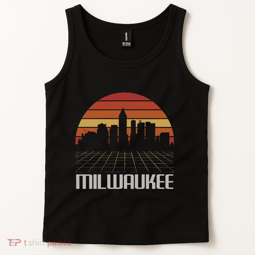 Milwaukee Usa Retro Vintage Sunset Skyline Milwaukee Tank Top