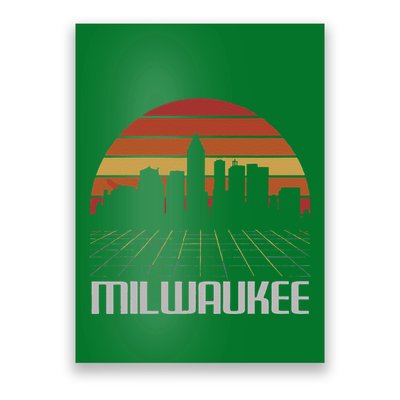 Milwaukee Usa Retro Vintage Sunset Skyline Milwaukee Poster