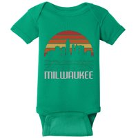 Milwaukee Usa Retro Vintage Sunset Skyline Milwaukee Baby Bodysuit