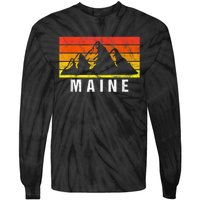 Maine Usa Retro Vintage Mountain Tie-Dye Long Sleeve Shirt