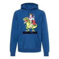 Mama Unicorn Riding Dinosaur Trex Mamacorn Cow Sheriff Gift Premium Hoodie