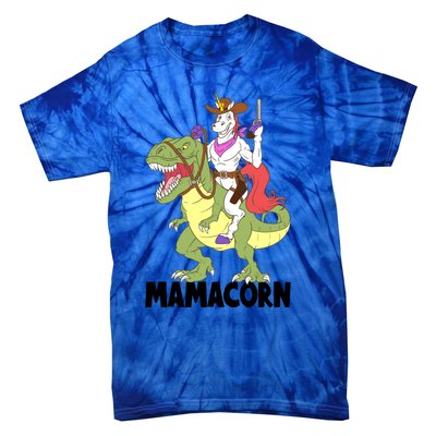 Mama Unicorn Riding Dinosaur Trex Mamacorn Cow Sheriff Gift Tie-Dye T-Shirt