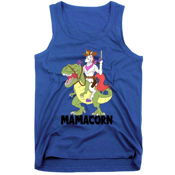 Mama Unicorn Riding Dinosaur Trex Mamacorn Cow Sheriff Gift Tank Top