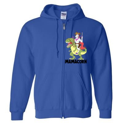 Mama Unicorn Riding Dinosaur Trex Mamacorn Cow Sheriff Gift Full Zip Hoodie