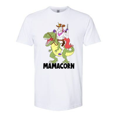 Mama Unicorn Riding Dinosaur Trex Mamacorn Cow Sheriff Gift Softstyle® CVC T-Shirt