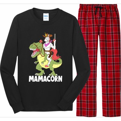 Mama Unicorn Riding Trex Dinosaur Mamacorn Cow Sheriff Great Gift Long Sleeve Pajama Set