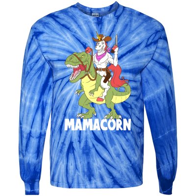 Mama Unicorn Riding Trex Dinosaur Mamacorn Cow Sheriff Great Gift Tie-Dye Long Sleeve Shirt