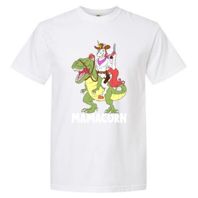 Mama Unicorn Riding Trex Dinosaur Mamacorn Cow Sheriff Great Gift Garment-Dyed Heavyweight T-Shirt