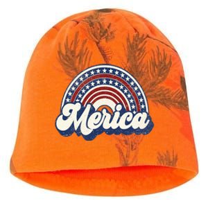 Merica Usa Rainbow America Retro 4th Of July Cute Gift Kati - Camo Knit Beanie