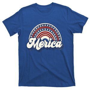 Merica Usa Rainbow America Retro 4th Of July Cute Gift T-Shirt