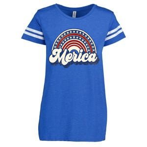 Merica Usa Rainbow America Retro 4th Of July Cute Gift Enza Ladies Jersey Football T-Shirt