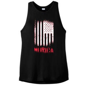 Murica American Flag Patriotic Ladies PosiCharge Tri-Blend Wicking Tank