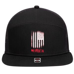 Murica American Flag Patriotic 7 Panel Mesh Trucker Snapback Hat