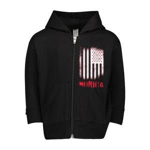 Murica American Flag Patriotic Toddler Zip Fleece Hoodie