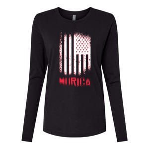 Murica American Flag Patriotic Womens Cotton Relaxed Long Sleeve T-Shirt