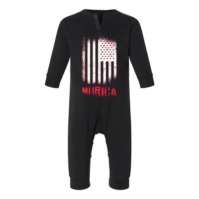 Murica American Flag Patriotic Infant Fleece One Piece