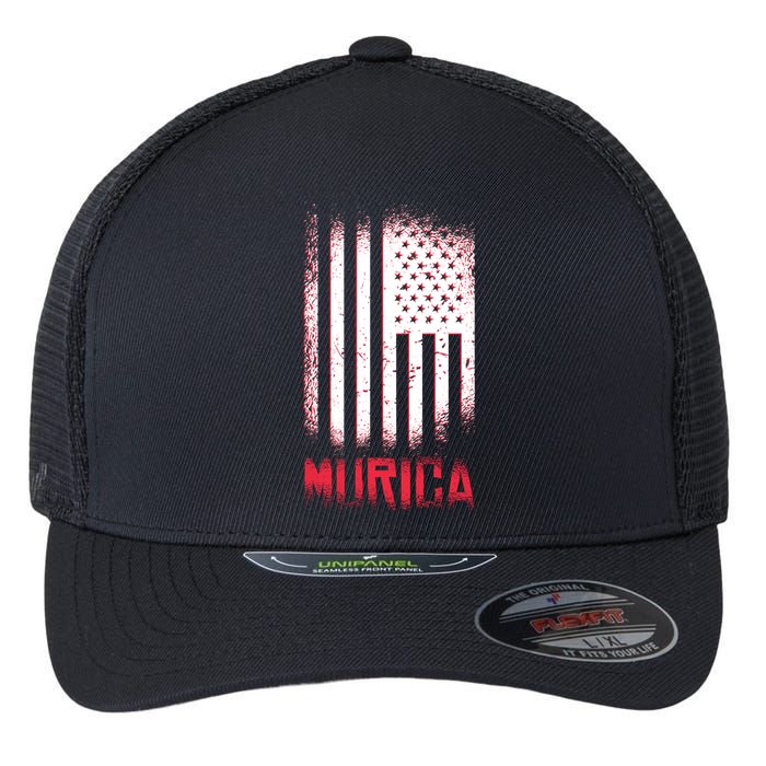 Murica American Flag Patriotic Flexfit Unipanel Trucker Cap