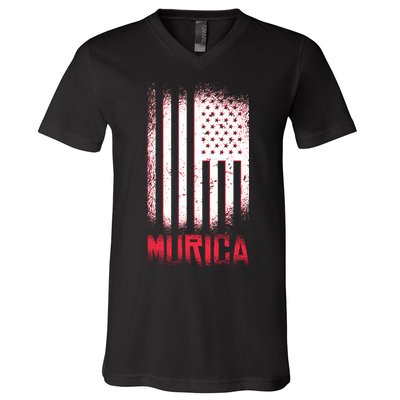 Murica American Flag Patriotic V-Neck T-Shirt