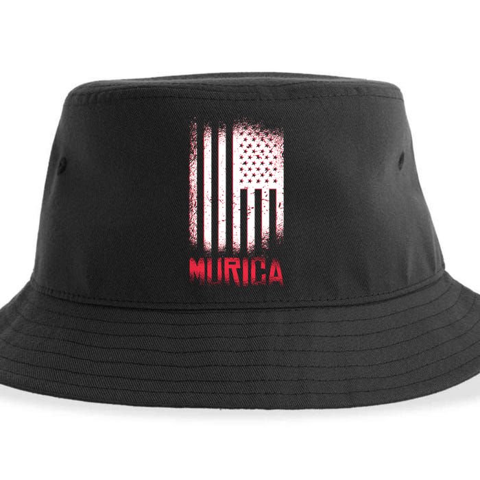 Murica American Flag Patriotic Sustainable Bucket Hat