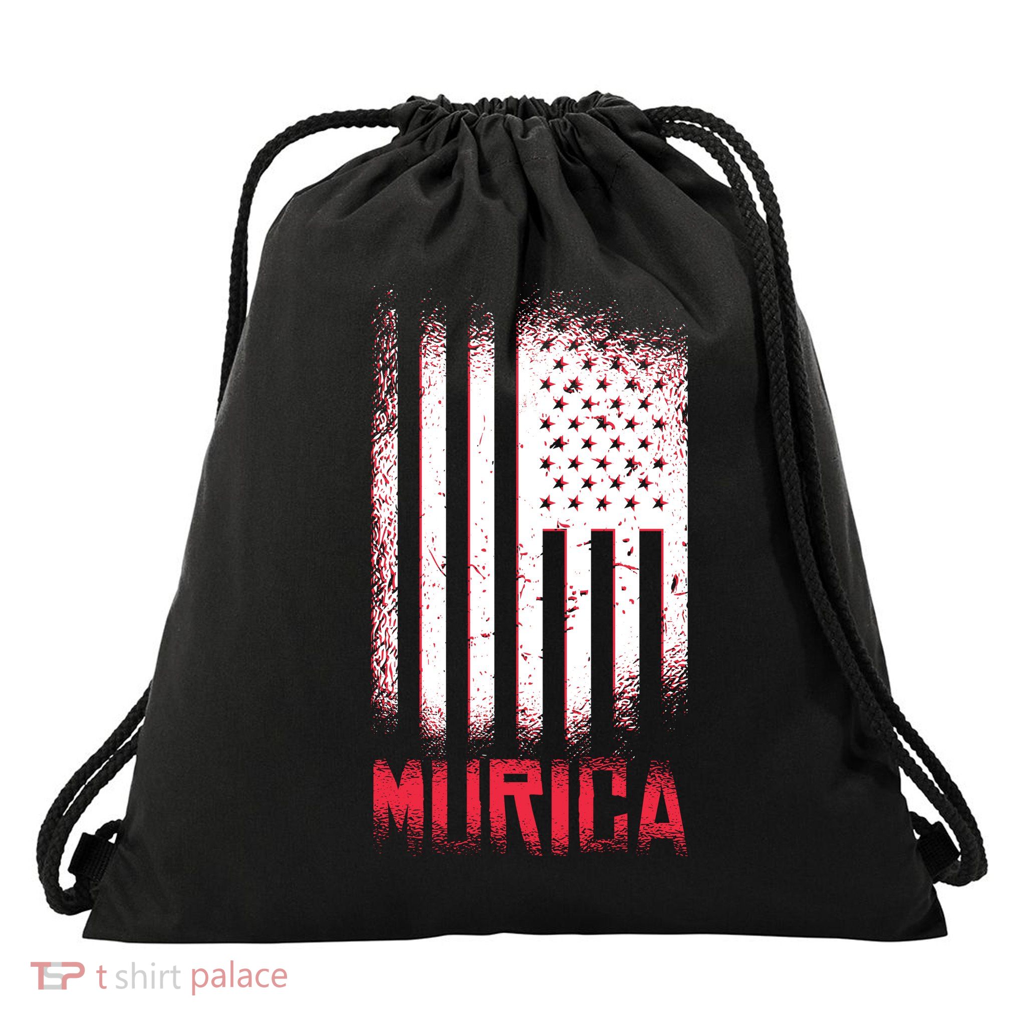 Murica American Flag Patriotic Drawstring Bag