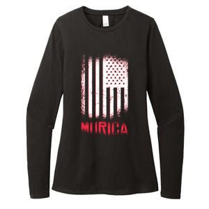 Murica American Flag Patriotic Womens CVC Long Sleeve Shirt