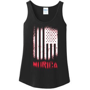 Murica American Flag Patriotic Ladies Essential Tank