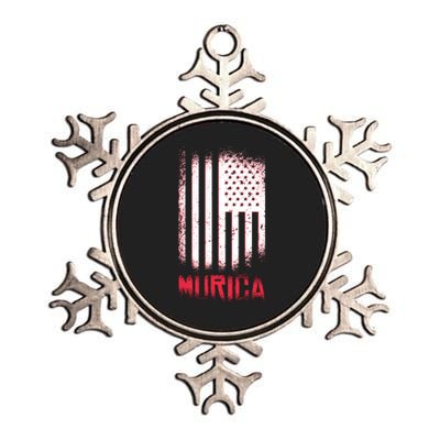 Murica American Flag Patriotic Metallic Star Ornament