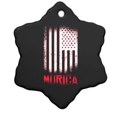 Murica American Flag Patriotic Ceramic Star Ornament